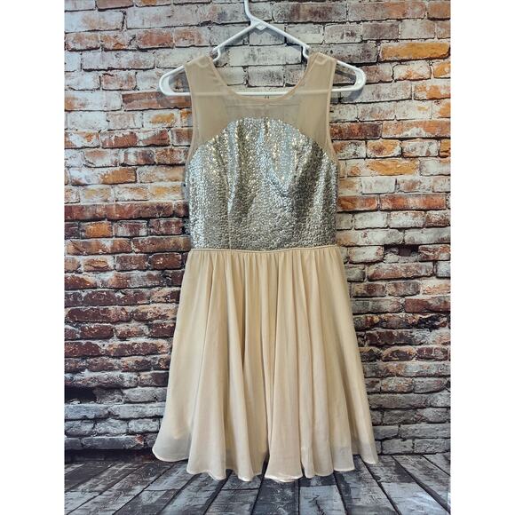 pink sequin way-in sleeveless dress sheer Women’s Size 1 - Picture 1 of 9